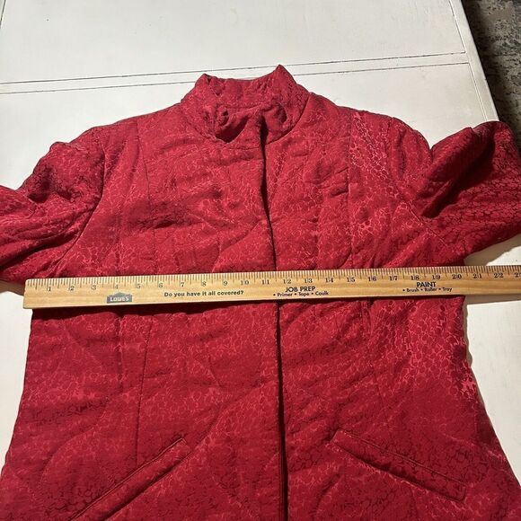 Vintage J Jill Red Silk Jacket Mandarin Collar Size Medium - Picture 8 of 12